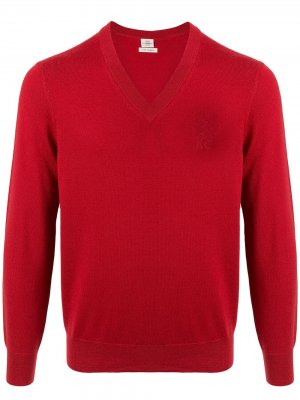 Пуловер с V-образным вырезом Kent & Curwen. Цвет: красный