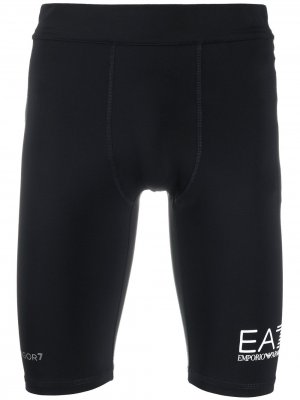 Облегающие шорты Ea7 Emporio Armani. Цвет: черный