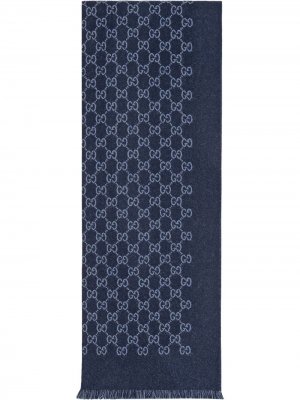 Жаккардовый шарф с узором GG Gucci. Цвет: синий