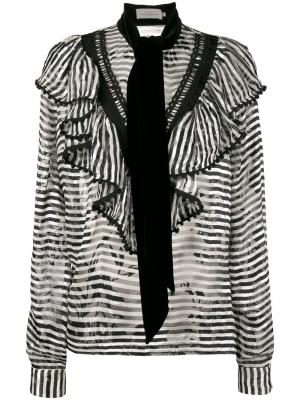 Полосата блузка с шарфом Phillipa Preen By Thornton Bregazzi. Цвет: чёрный