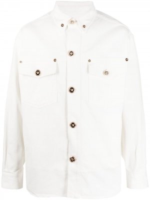Удлиненная джинсовая куртка Versace. Цвет: белый