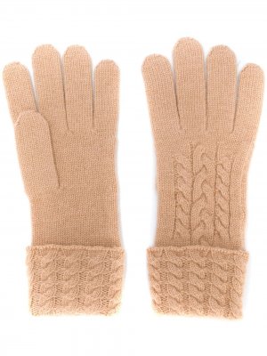 Кашемировые перчатки фактурной вязки N.Peal. Цвет: нейтральные цвета