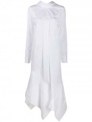 Платье асимметричного кроя с длинными рукавами Jil Sander. Цвет: белый