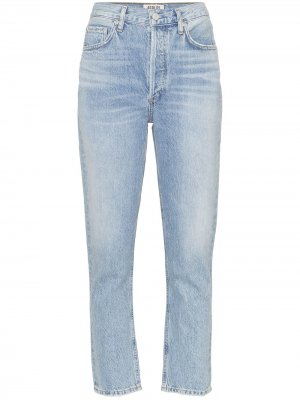 Укороченные джинсы с завышенной талией AGOLDE. Цвет: синий