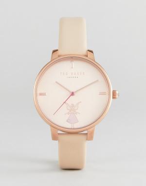 Розовые часы с кожаным ремешком  Kate Ballerina Ted Baker. Цвет: розовый
