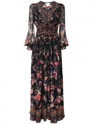 Расклешенное платье с цветочным принтом Camilla. Цвет: черный