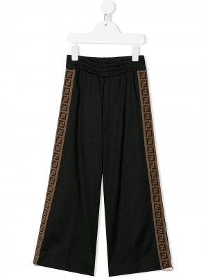 Расклешенные брюки с узором FF Fendi Kids. Цвет: черный