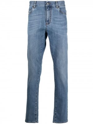 Прямые джинсы средней посадки Canali. Цвет: синий