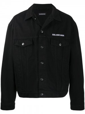 Джинсовая куртка с логотипом Balenciaga. Цвет: черный