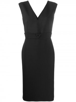 Платье миди с V-образными вырезами Valentino. Цвет: черный