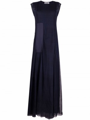 Длинное платье со вставками Jil Sander. Цвет: синий