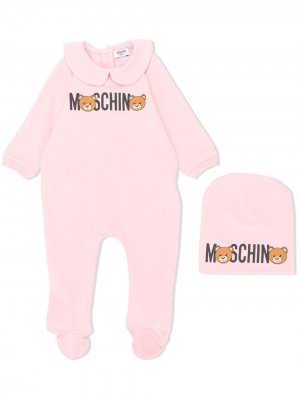 Пижама с принтом логотипа Moschino Kids. Цвет: розовый