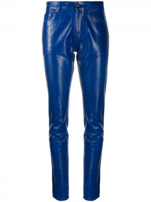 Лакированные брюки скинни Saint Laurent. Цвет: синий