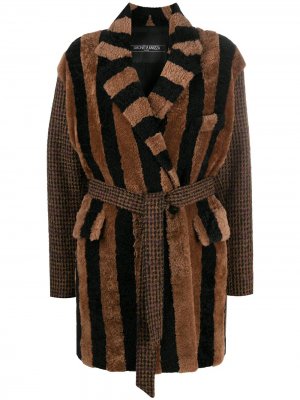 Пальто в полоску с поясом Simonetta Ravizza. Цвет: коричневый