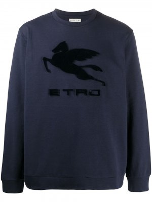 Толстовка с фактурным логотипом Etro. Цвет: синий