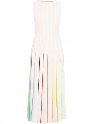Платье с плиссированной юбкой Oscar de la Renta. Цвет: нейтральные цвета
