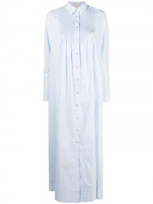 Платье-рубашка с плиссировкой Mes Demoiselles. Цвет: синий
