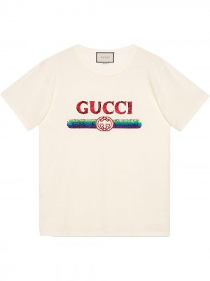 Футболка оверсайз с логотипом Gucci. Цвет: белый