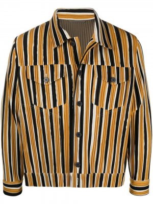 Плиссированная куртка-рубашка в полоску Homme Plissé Issey Miyake. Цвет: нейтральные цвета