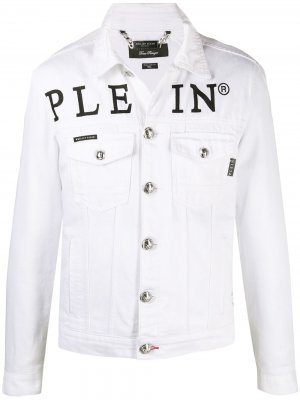 Джинсовая куртка с логотипом Philipp Plein. Цвет: белый