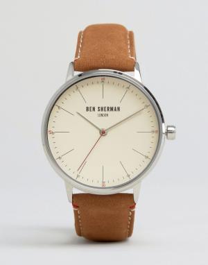Часы со светло-коричневым кожаным ремешком Ben Sherman. Цвет: рыжий