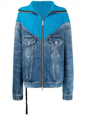 Джинсовая куртка со вставками в рубчик UNRAVEL PROJECT. Цвет: синий