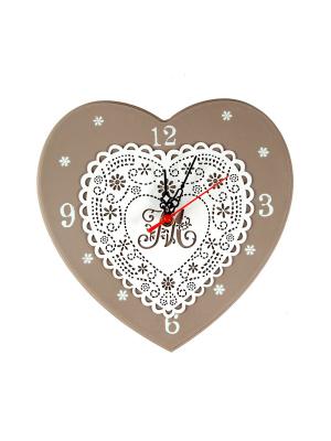 Часы настенные Кружевное сердце 30 см Русские подарки. Цвет: серо-голубой, бежевый