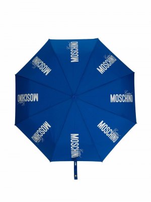 Зонт с принтом  Couture и логотипом Moschino. Цвет: синий