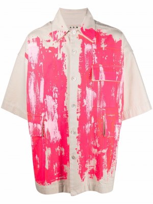 Джинсовая рубашка с эффектом разбрызганной краски Marni. Цвет: нейтральные цвета