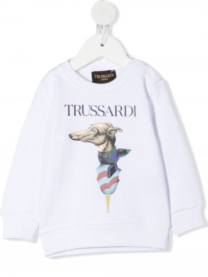 Свитер с логотипом TRUSSARDI JUNIOR. Цвет: белый