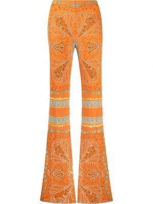 Брюки прямого кроя с абстрактным принтом Emilio Pucci. Цвет: оранжевый