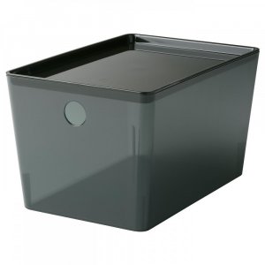 Крышка ящика ИКЕА КУГГИС прозрачная черная 18х26х15 см IKEA