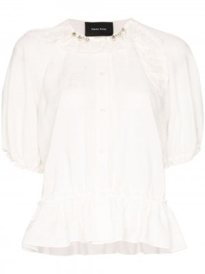 Блузка с оборками и вышивкой Simone Rocha. Цвет: белый