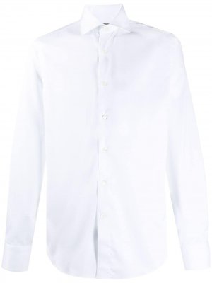 Однотонная рубашка с длинными рукавами Canali. Цвет: белый