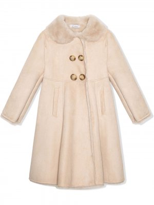 Двубортное пальто Dolce & Gabbana Kids. Цвет: нейтральные цвета