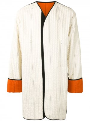 Стеганое однобортное пальто OAMC. Цвет: белый