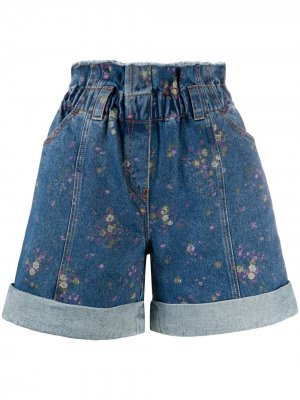 Джинсовые шорты с цветочным принтом Philosophy Di Lorenzo Serafini. Цвет: синий