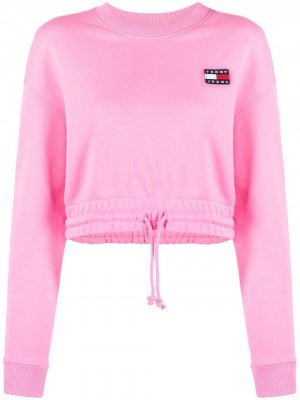 Укороченная толстовка с вышитым логотипом Tommy Jeans. Цвет: розовый