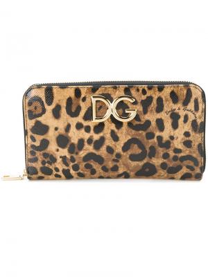 Леопардовый кошелек Dolce & Gabbana. Цвет: коричневый