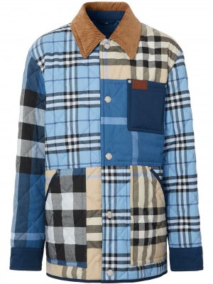 Клетчатая куртка-рубашка в технике пэчворк Burberry. Цвет: синий