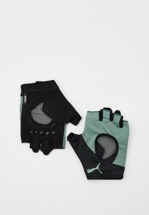 Перчатки для фитнеса PUMA. Цвет: зеленый