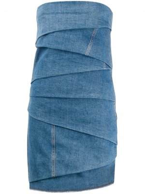 Многослойное джинсовое платье мини Philosophy Di Lorenzo Serafini. Цвет: синий