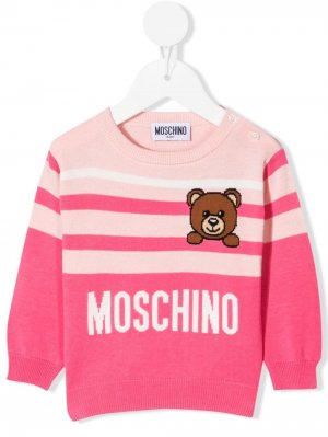 Джемпер Teddy Bear вязки интарсия Moschino Kids. Цвет: розовый