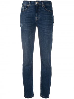 Узкие джинсы с завышенной талией 7 For All Mankind. Цвет: синий
