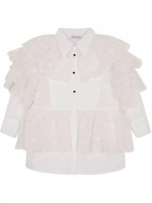 Платье-рубашка на пуговицах Dolce & Gabbana Kids. Цвет: белый
