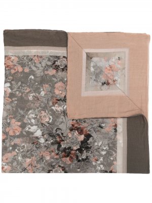 Платок с цветочным принтом 813. Цвет: серый