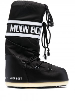 Дутые сапоги на шнуровке Moon Boot. Цвет: черный