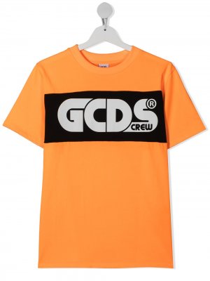 Футболка с логотипом Gcds Kids. Цвет: оранжевый