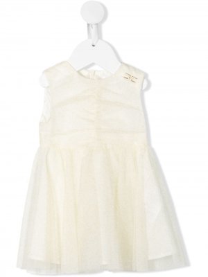 Платье макси с вышитым логотипом Elisabetta Franchi La Mia Bambina. Цвет: золотистый
