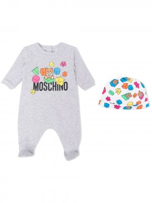 Пижама с логотипом Moschino Kids. Цвет: серый